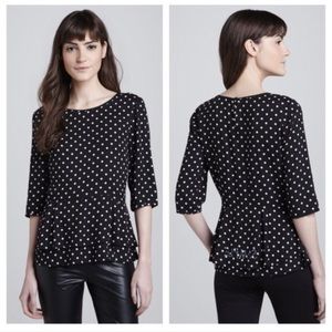 French Connection Ziggy Polka Dot Peplum Top sz 12